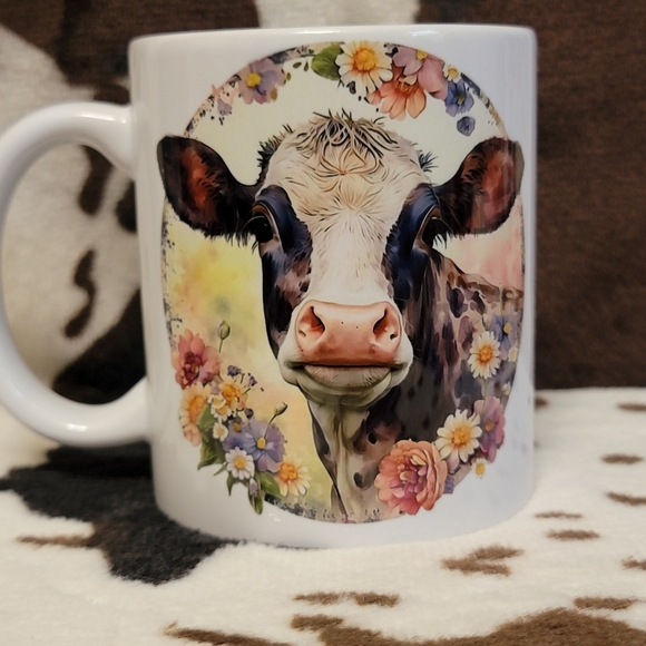 Cow Floral Ceramic Coffee Mug Tea Cup - Picture 4 of 6